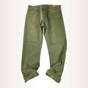 Jean Shop Selvedge Jeans‎ Mens 34x29 Olive Green Slim Fit Japanese Denim